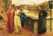 Henry Holiday Dante meets Beatrice at Ponte Santa Trinita oil painting reproduction